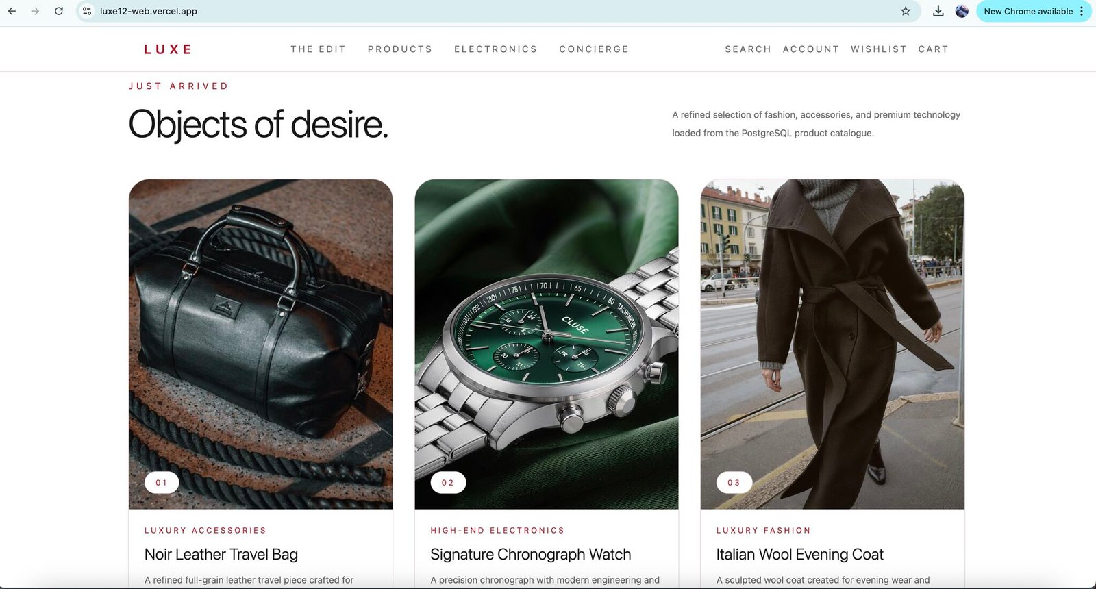 Luxe premium e-commerce storefront