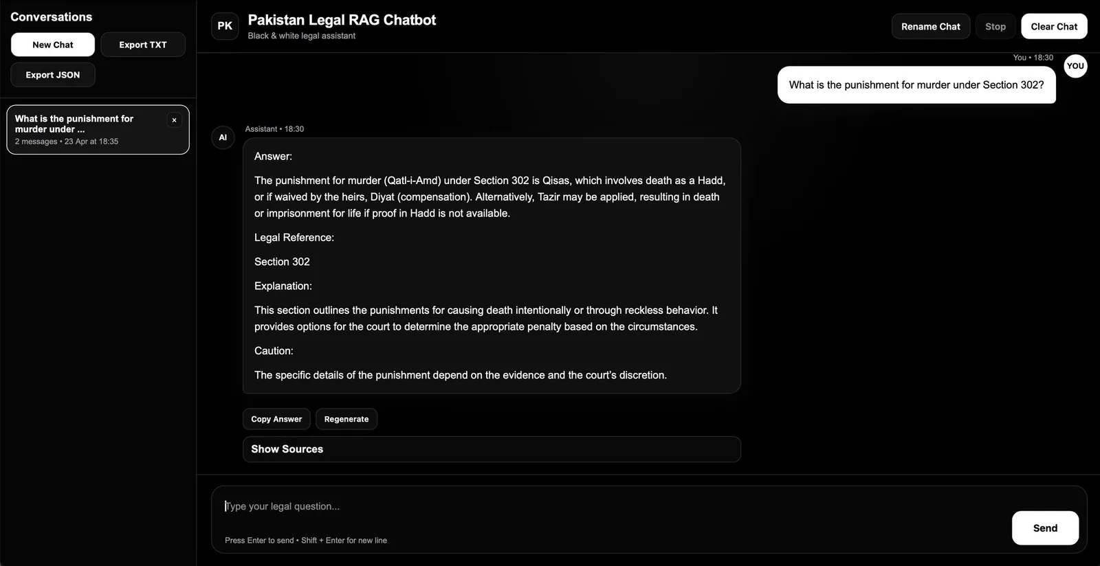 Pakistan Legal AI Chatbot visual
